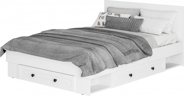 Кровать с реечным настилом и ящиками Софт КР-11 (1,4), Белый