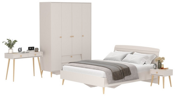 Афина Спальня 33-1600, цвет кашемир серый, сп.м. 1600х2000 мм., б/м, основание есть - фанера