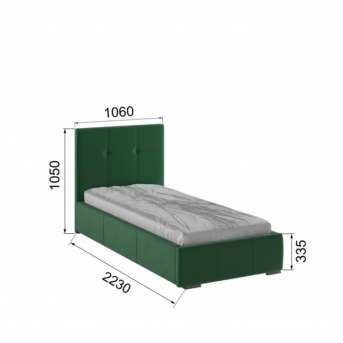 Рио Кровать интерьерная 900 изумруд квадрат, ортопед