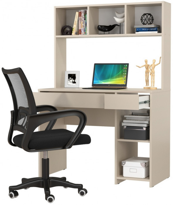 Стол компьютерный Комфорт 12.77F + кресло 103 чёрное, цвет сатин, ШхГхВ 100х49,8х147 см., универсальная сборка