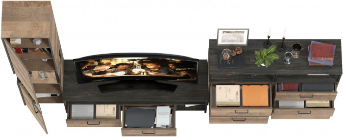 Трувор Гостиная 102, цвет дуб гранж песочный/интра, ШхГхВ 326,6х45,4х210 см., универсальная сборка