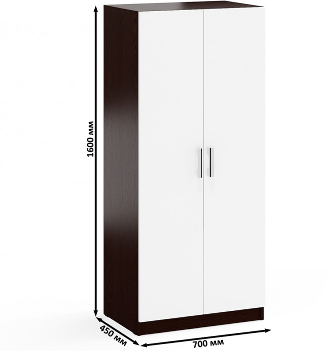 Шкаф С-МД-СК9Ш+Пенал С-МД-СК9П, цвет венге/белый шагрень, ШхГхВ 113х45х160 см., универсальная сборка