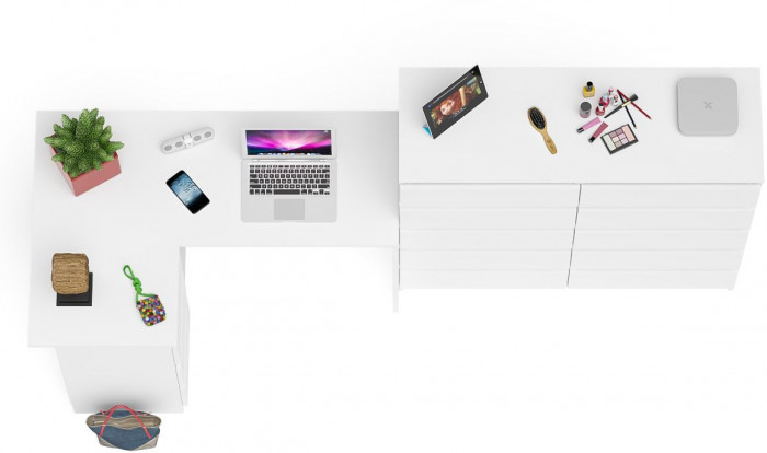 Мори компьютерный стол МС-16 левый + Комод МК1200.10, белый