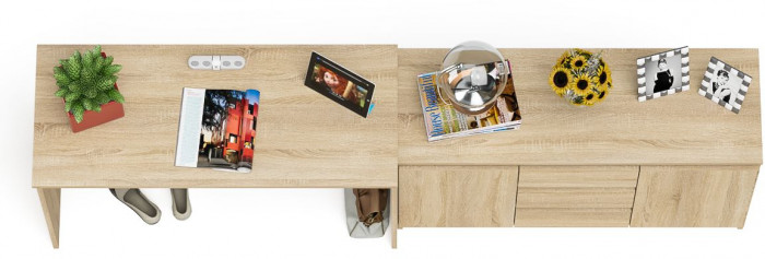 Мори письменный стол МСП1200.1 + Комод МК1200.3, дуб сонома