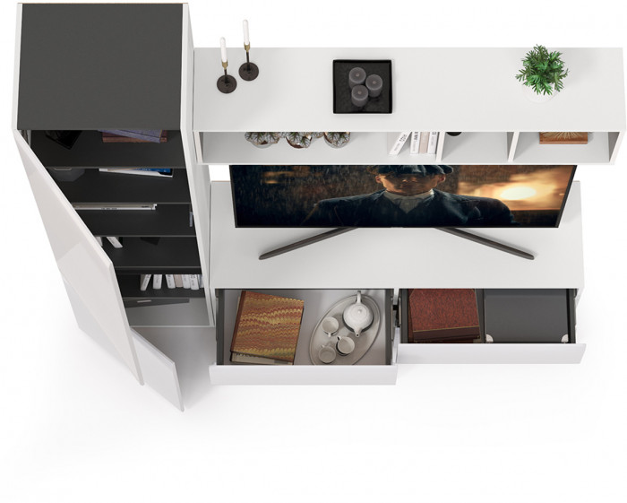 Сидней Комплектация № 004, корпус: белый/чёрный/фасады: МДФ белый глянец