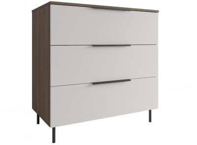 МС Роза Комод 900, Ройс+ ручка скоба 3 шт., Орех Франклин карамель/Белый Софт