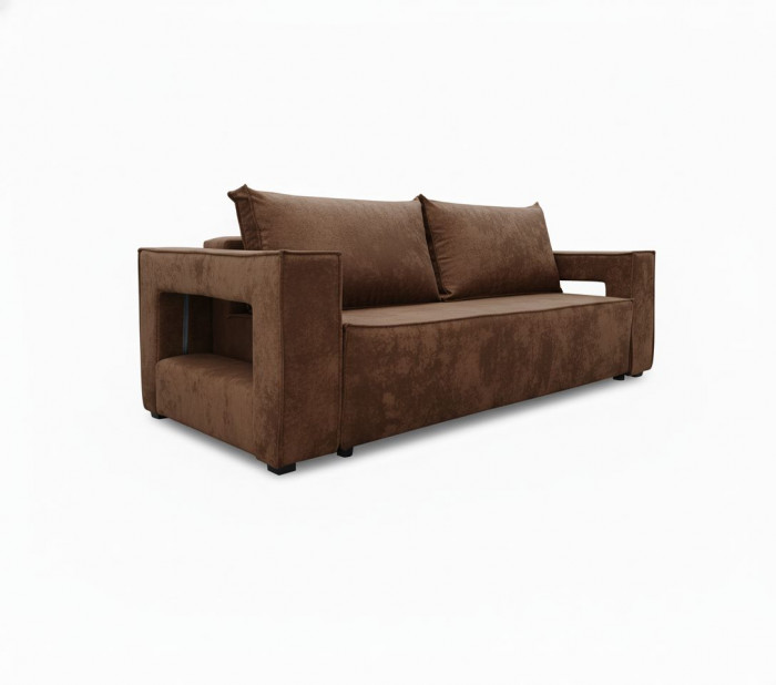 Диван-кровать Лофт Люкс Плюш с подсветкой, еврокнижка, независимый пружинный блок, 140х195, коричневый