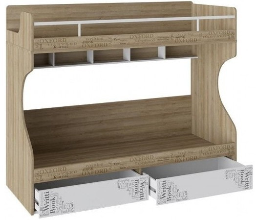 Оксфорд ТД-139.11.01 Кровать 2-х ярусная (Ривьера/Белый с рисунком)