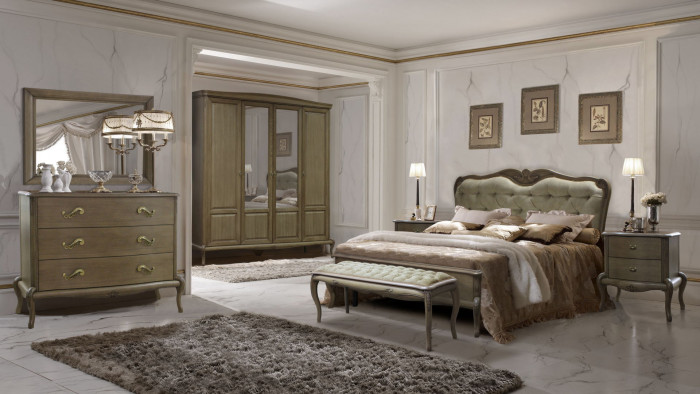 Кровать полутороспальная 1,4 "Монако" - отделка Классик (лак)