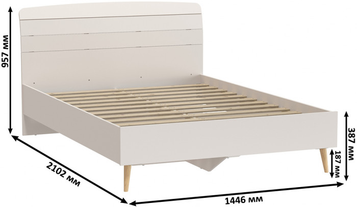 Афина Спальня Кровать 1400 + Комод, кашемир серый