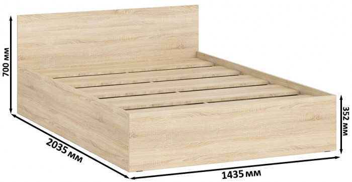 Мори Кровать 1400, дуб сонома