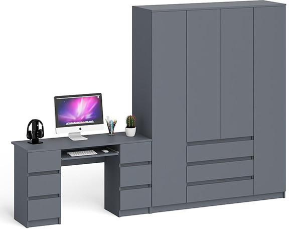 Мори компьютерный стол МС-2 + Шкаф МШ1600.1, графит