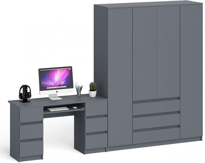 Мори компьютерный стол МС-2 + Шкаф МШ1600.1, графит