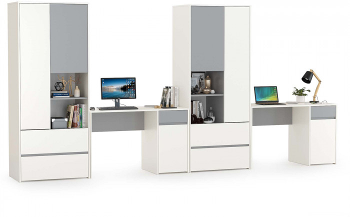 Торонто Компоновка № 11, белый шагрень/стальной серый