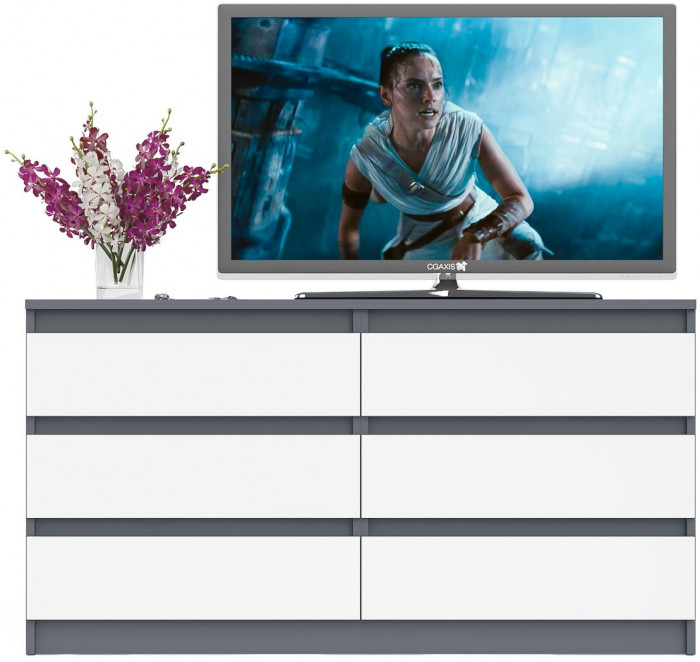 Мори Комод МК1380.6, графит/белый