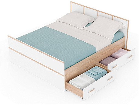 Кровать с реечным настилом Сакура ЛИТ 140х200, дуб сонома