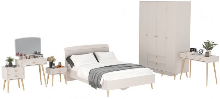 Афина Спальня 34-1400, цвет кашемир серый, сп.м. 1400х2000 мм., б/м, основание есть - фанера