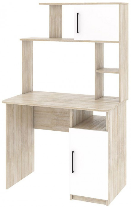 Интел-12 стол компьютерный Дуб сонома / Белый снег