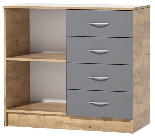 Кэт-7 Комод 1 створка, ящики (Крафт золотой / Графит)