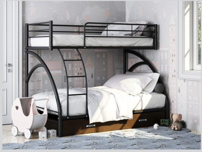 Двухъярусная кровать Виньола-2Я (с укороченной лестницей) (Коричневый)