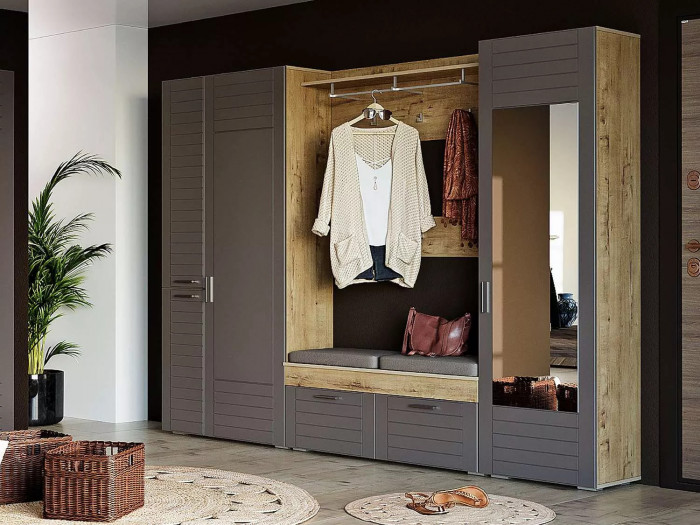 Прихожая Livorno 1 /дуб бунратти / софт графит