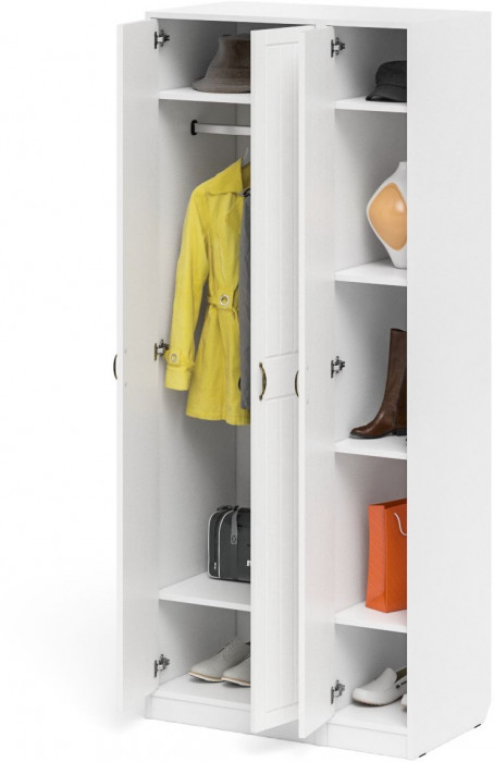 Прихожая П-6-500 Шкаф + Пенал, белая шагрень/фасады МДФ белое дерево фрезеровка прованс