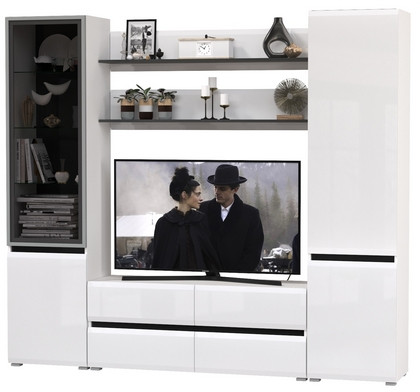 Сидней Комплектация № 069, корпус: белый/чёрный/фасады: МДФ белый глянец