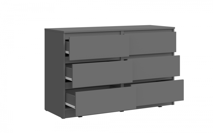 Челси Комод 1202 (6 ящиков) (Белый глянец, Дуб Сонома)