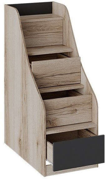 Окланд ТД-324.11.12 Лестница приставная (тумба) (Фон Черный/Дуб Делано)