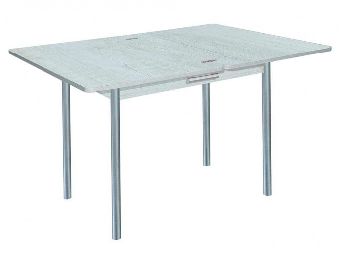 Симпл стол обеденный раскладной с ящиком / бетон белый/металлик