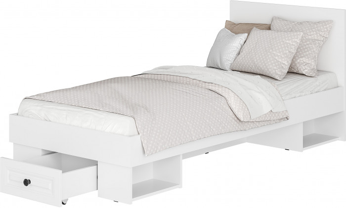 Кровать с реечным настилом и ящиками Софт КР-01 (0,9), Белый