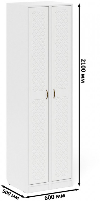 Прихожая П-6-500 Пенал + Пенал, цвет белая шагрень/фасады МДФ белое дерево фрезеровка ромб, ШхГхВ 60х50х210 см., универсальная сборка