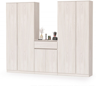 КР100 Ника прихожая № 10, цвет ясень анкор светлый, ШхГхВ 255,6х38,3х207,9 см., универсальная сборка