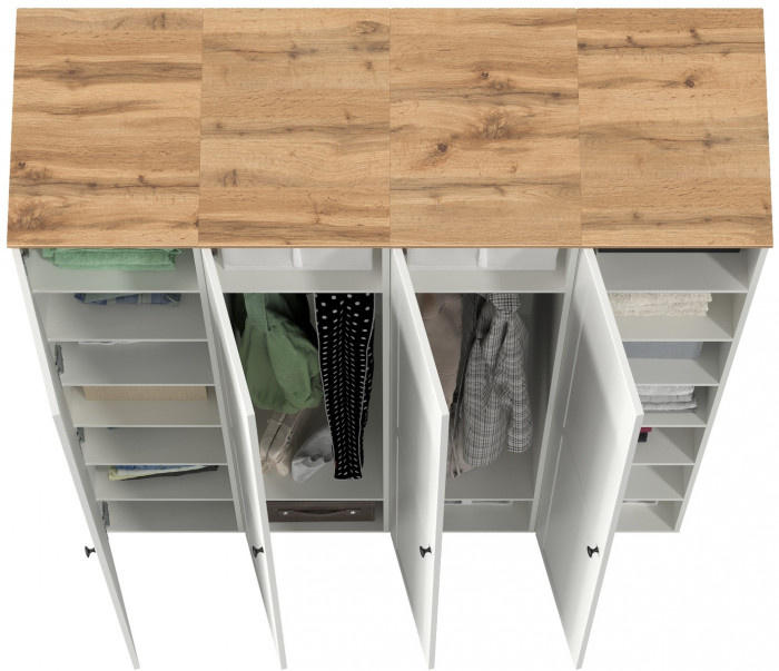 Остин 13.225 Шкаф-пенал 4 шт., белый шагрень/дуб крафт золотой