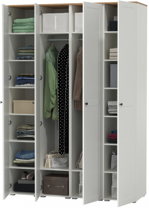 Остин 13.225 Шкаф-пенал 4 шт., белый шагрень/дуб крафт золотой