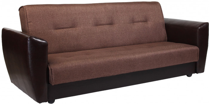 Диван-кровать Амстердам, 140х190, книжка, рогожка/экокожа, коричневый