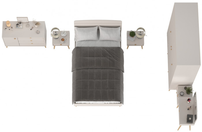 Афина Спальня 02-1200, цвет кашемир серый, сп.м. 1200х2000 мм., б/м, основание есть - фанера