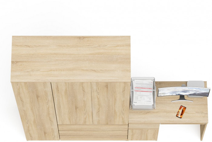 Мори Стол компьютерный МС-1 левый + Шкаф МШ1200.1, цвет дуб сонома, ШхГхВ 210,4х50,4х209,6 см., выдвижной ящик слева, НЕ универсальная сборка