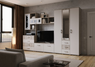 Модульная гостиная Белла, Крафт серый/Кашемир