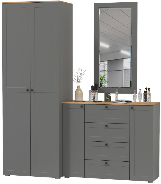 Остин Прихожая 14, серый графит/дуб крафт золотой