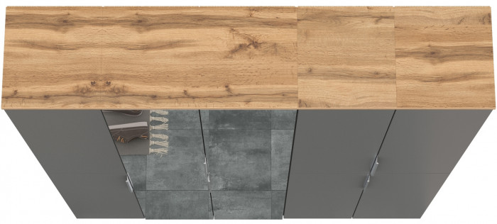 Октава Набор шкафов 02, цвет серый графит/дуб крафт золотой/фасады МДФ серый графит, ШхГхВ 161х35,3х197,6 см., универсальная сборка