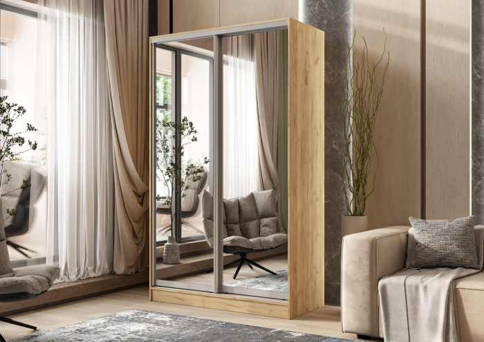 Шкаф-купе Тринити-7 (1,35 м), Дуб крафт золотой