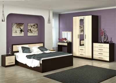 Модульная спальня Фиеста ЛДСП композиция 1 (Венге / дуб беленый)