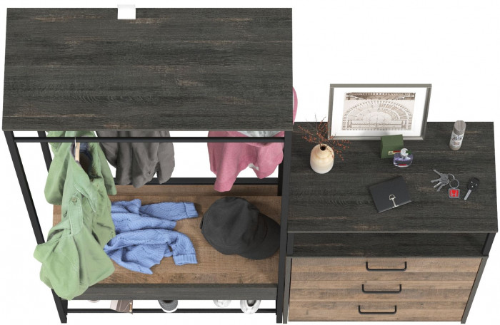 Трувор 15.120 Прихожая + 13.307.02 Комод с ящиками, дуб гранж песочный/интра