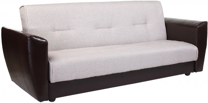 Диван-кровать Амстердам, 120х190, книжка, пружинный блок, рогожка/экокожа, бежевый