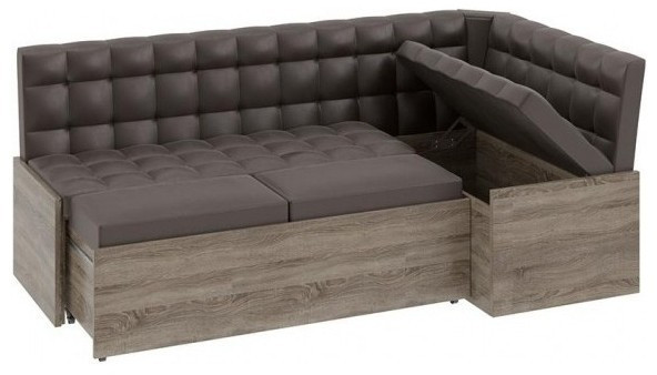 Форест Скамья угловая со спальным местом (Дуб Сонома трюфель/Кожзам коричневый)