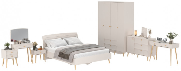 Афина Спальня 35-1600, цвет кашемир серый, сп.м. 1600х2000 мм., б/м, основание есть - фанера