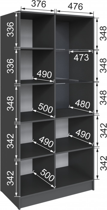 Шкаф Мадрид (0,9) с 1 витриной, Графит серый