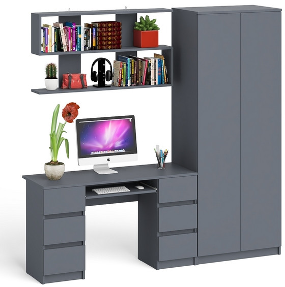Мори компьютерный стол МС-2 + Шкаф МШ800.1 + Полка 1200, графит