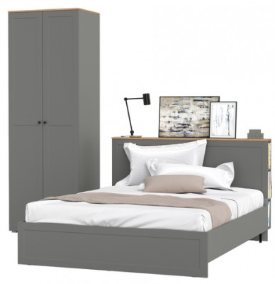 Остин 11.53 Кровать + ортопед + 13.336.02 Шкаф для одежды, серый графит/дуб крафт золотой